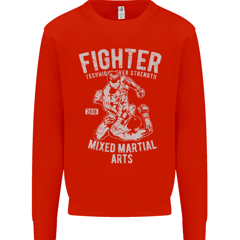 MMA Fighter MMA Mixed Martial Arts Gym Kids Sweatshirt Jumper Bright Red