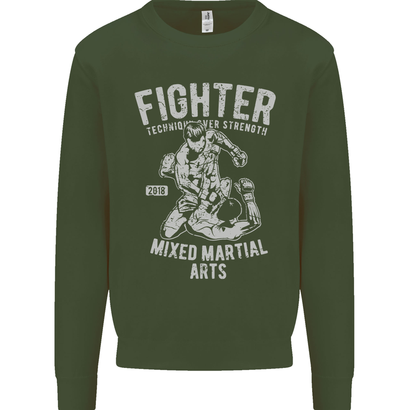 MMA Fighter MMA Mixed Martial Arts Gym Kids Sweatshirt Jumper Forest Green