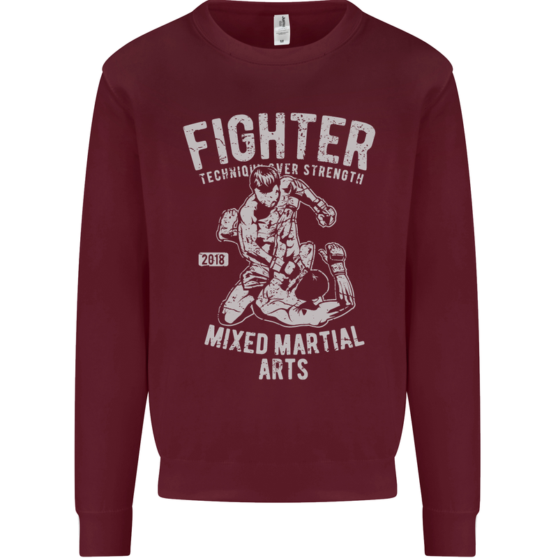 MMA Fighter MMA Mixed Martial Arts Gym Kids Sweatshirt Jumper Maroon