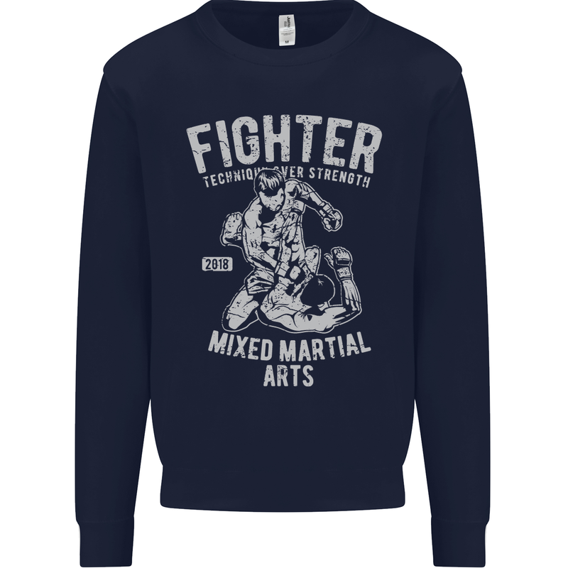 MMA Fighter MMA Mixed Martial Arts Gym Kids Sweatshirt Jumper Navy Blue