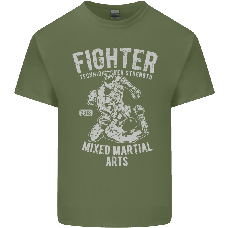 MMA Fighter MMA Mixed Martial Arts Gym Mens Cotton T-Shirt Tee Top Military Green