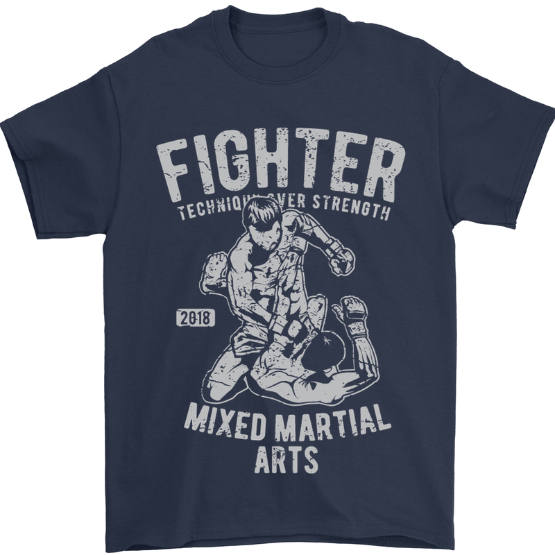 MMA Fighter MMA Mixed Martial Arts Gym Mens T-Shirt Cotton Gildan Navy Blue