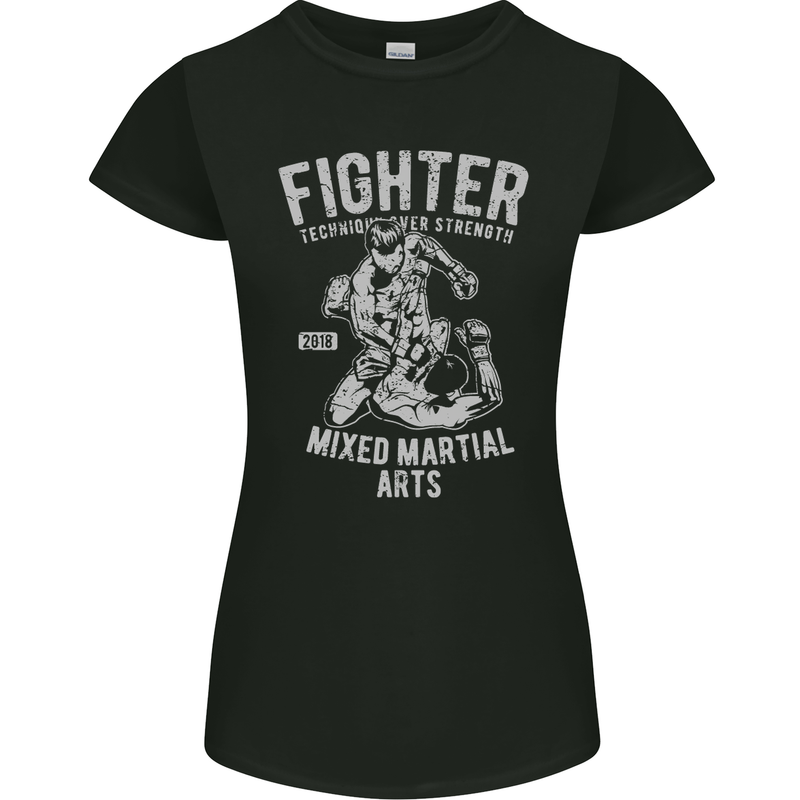 MMA Fighter MMA Mixed Martial Arts Gym Womens Petite Cut T-Shirt Black