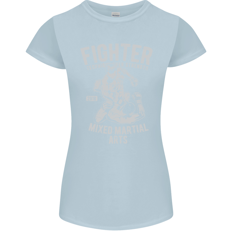 MMA Fighter MMA Mixed Martial Arts Gym Womens Petite Cut T-Shirt Light Blue