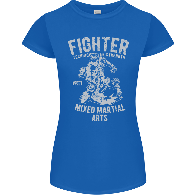 MMA Fighter MMA Mixed Martial Arts Gym Womens Petite Cut T-Shirt Royal Blue