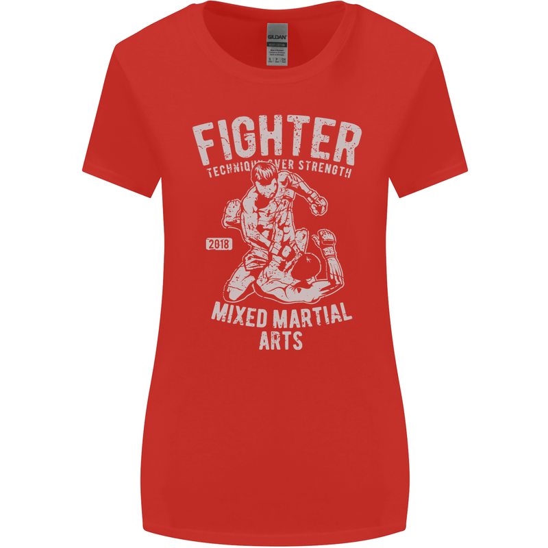 MMA Fighter MMA Mixed Martial Arts Gym Womens Wider Cut T-Shirt Red