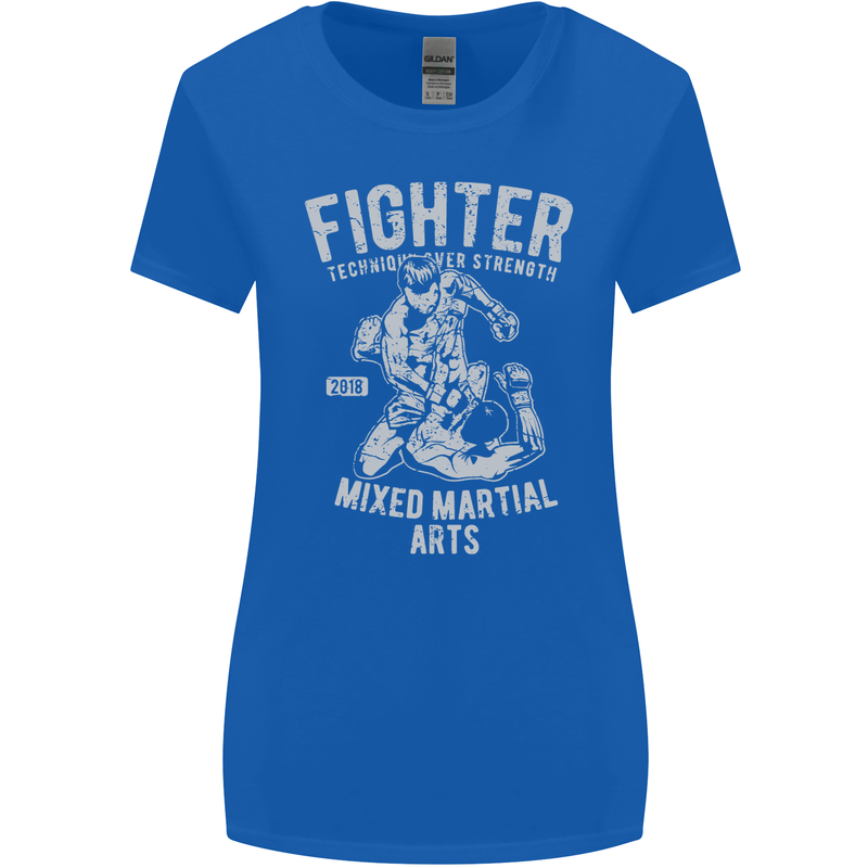 MMA Fighter MMA Mixed Martial Arts Gym Womens Wider Cut T-Shirt Royal Blue