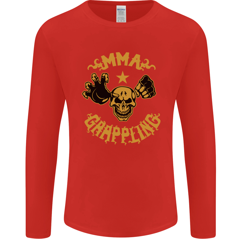 MMA Grappling Mixed Martial Arts UFC Mens Long Sleeve T-Shirt Red