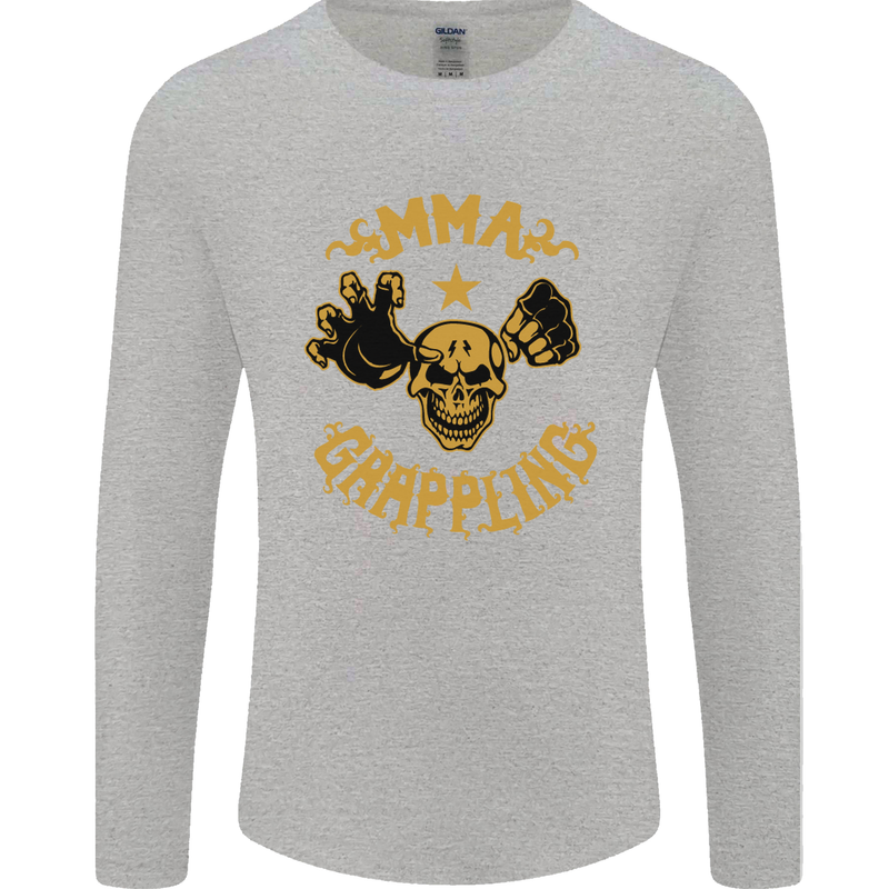 MMA Grappling Mixed Martial Arts UFC Mens Long Sleeve T-Shirt Sports Grey