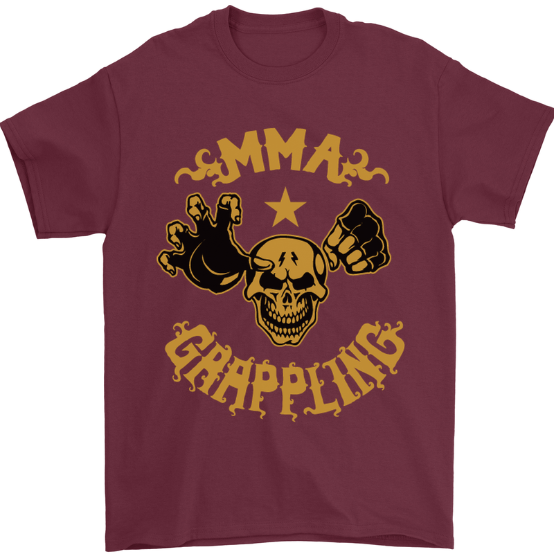 MMA Grappling Mixed Martial Arts UFC Mens T-Shirt Cotton Gildan Maroon
