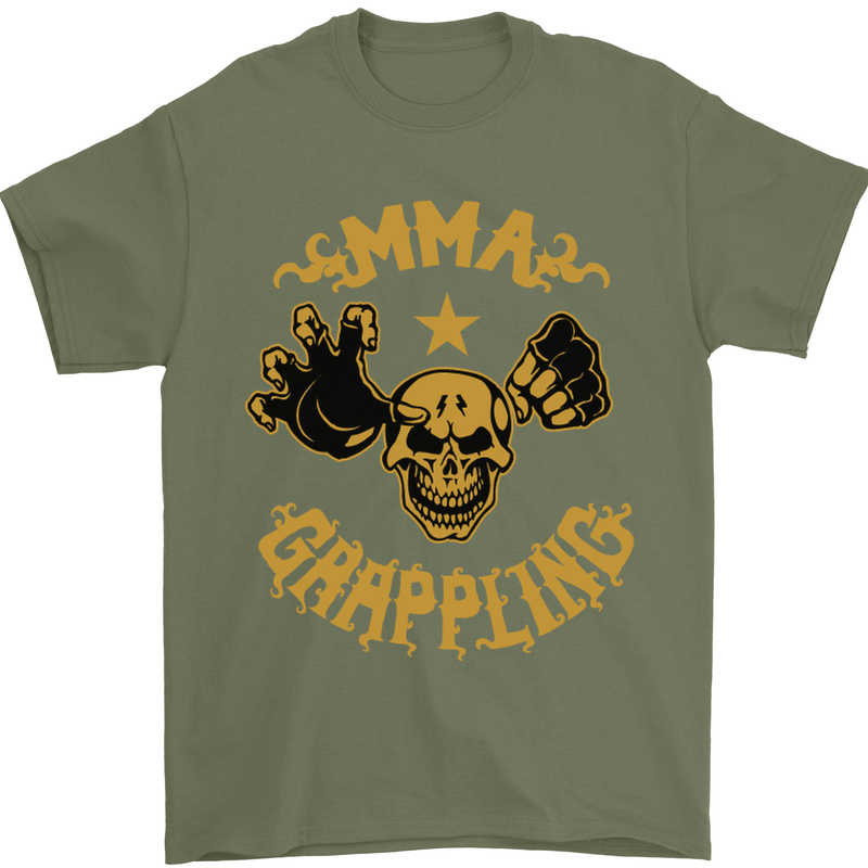 MMA Grappling Mixed Martial Arts UFC Mens T-Shirt Cotton Gildan Military Green