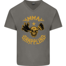 MMA Grappling Mixed Martial Arts UFC Mens V-Neck Cotton T-Shirt Charcoal