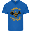 MMA Grappling Mixed Martial Arts UFC Mens V-Neck Cotton T-Shirt Royal Blue