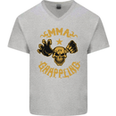 MMA Grappling Mixed Martial Arts UFC Mens V-Neck Cotton T-Shirt Sports Grey