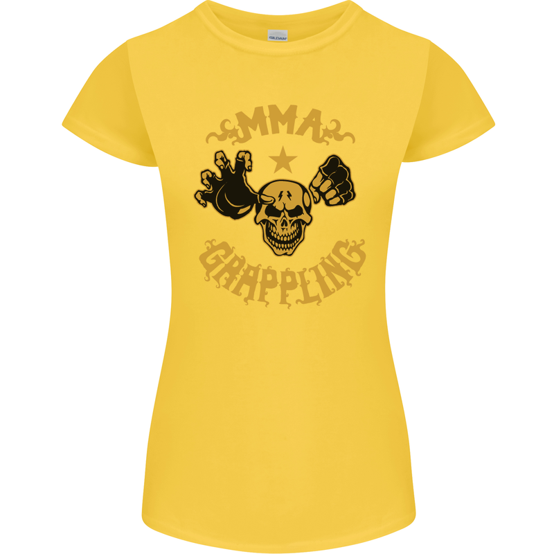 MMA Grappling Mixed Martial Arts UFC Womens Petite Cut T-Shirt Yellow