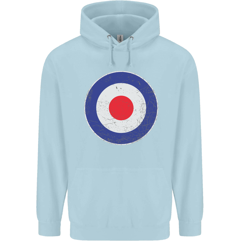 MOD Logo Scooter Biker RAF Royal Air Force Childrens Kids Hoodie Light Blue