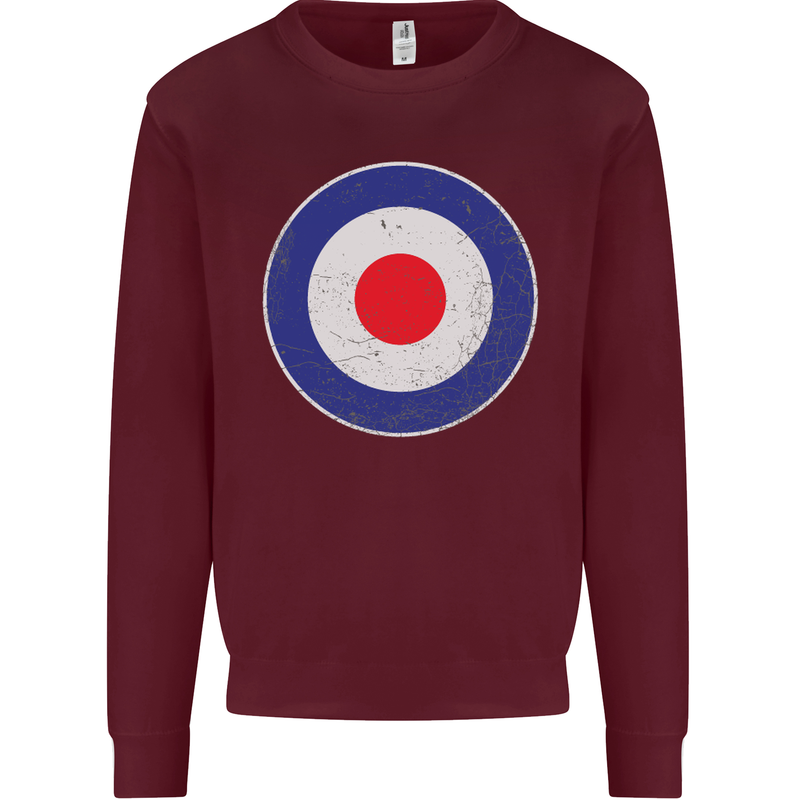 MOD Logo Scooter Biker RAF Royal Air Force Kids Sweatshirt Jumper Maroon