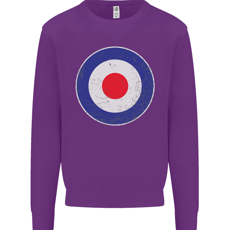 MOD Logo Scooter Biker RAF Royal Air Force Kids Sweatshirt Jumper Purple