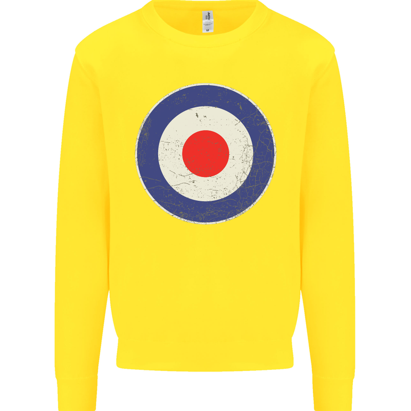 MOD Logo Scooter Biker RAF Royal Air Force Kids Sweatshirt Jumper Yellow