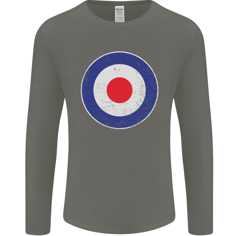 MOD Logo Scooter Biker RAF Royal Air Force Mens Long Sleeve T-Shirt Charcoal