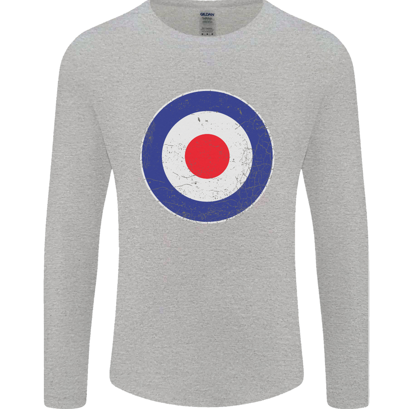 MOD Logo Scooter Biker RAF Royal Air Force Mens Long Sleeve T-Shirt Sports Grey