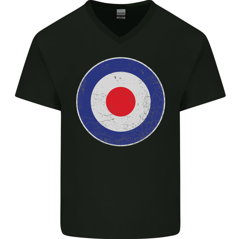 MOD Logo Scooter Biker RAF Royal Air Force Mens V-Neck Cotton T-Shirt Black