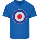 MOD Logo Scooter Biker RAF Royal Air Force Mens V-Neck Cotton T-Shirt Royal Blue