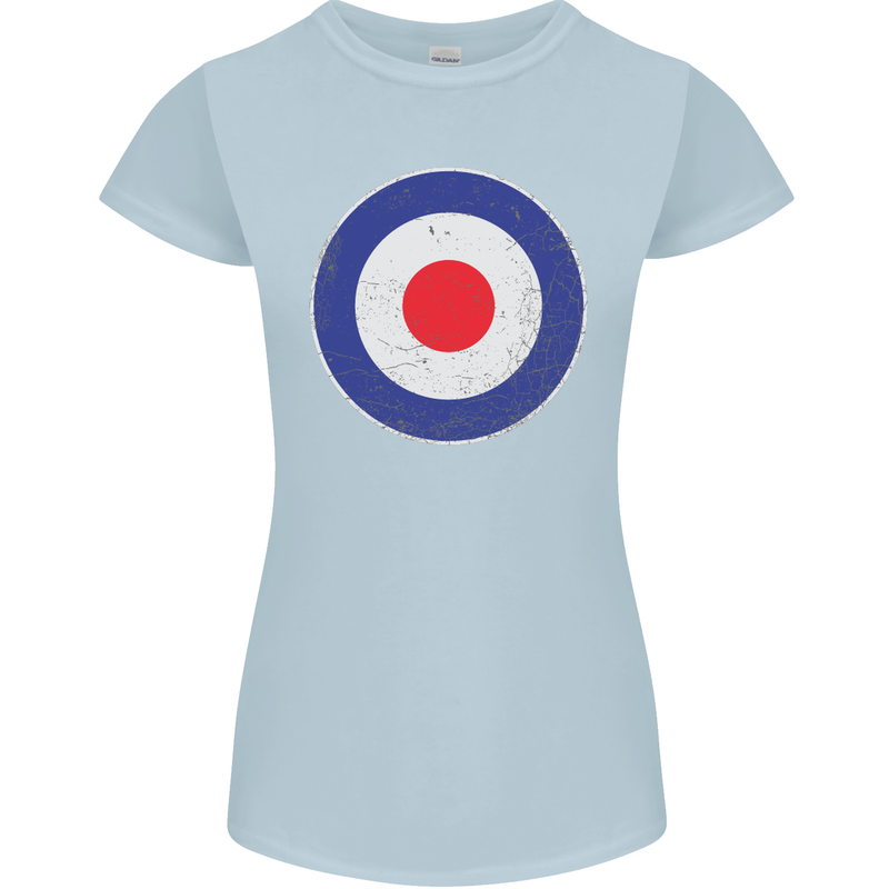 MOD Logo Scooter Biker RAF Royal Air Force Womens Petite Cut T-Shirt Light Blue