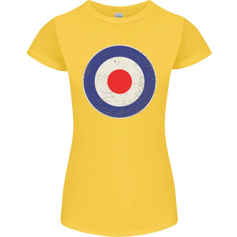 MOD Logo Scooter Biker RAF Royal Air Force Womens Petite Cut T-Shirt Yellow