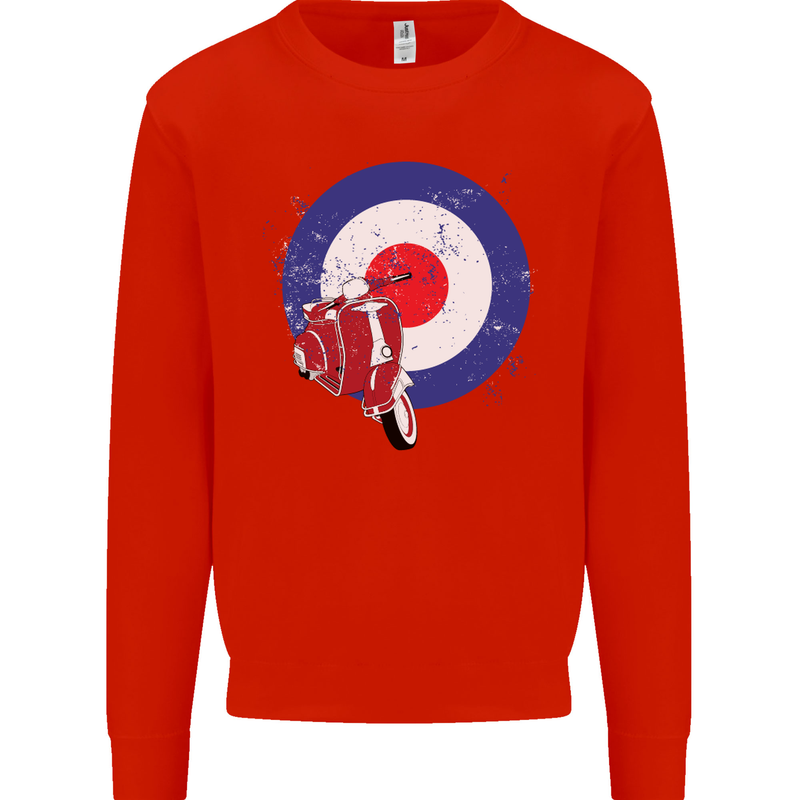 MOD Scooter Motorcycle Motorbike Kids Sweatshirt Jumper Bright Red