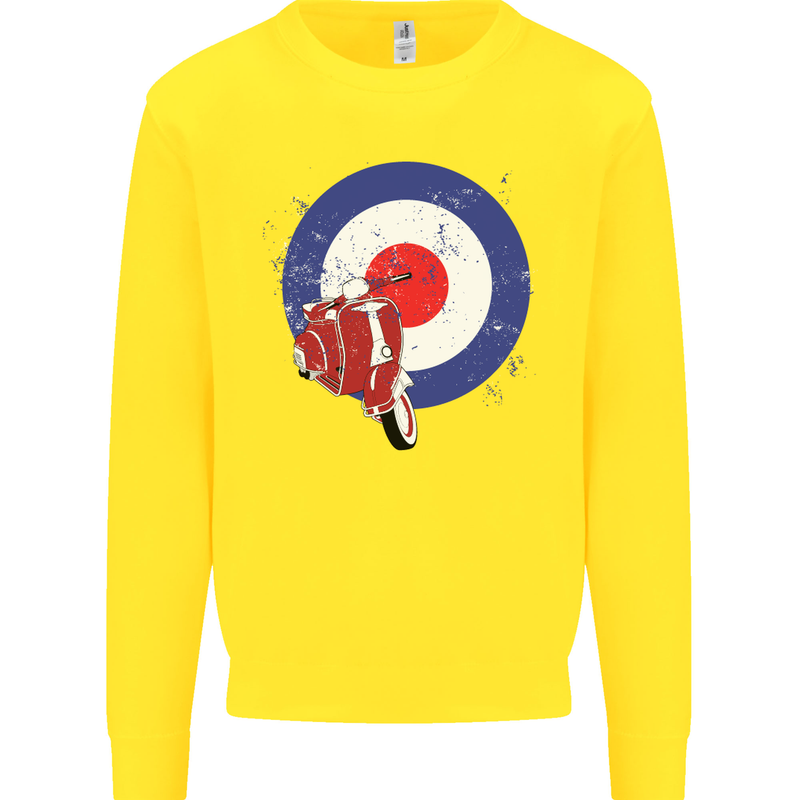 MOD Scooter Motorcycle Motorbike Kids Sweatshirt Jumper Yellow