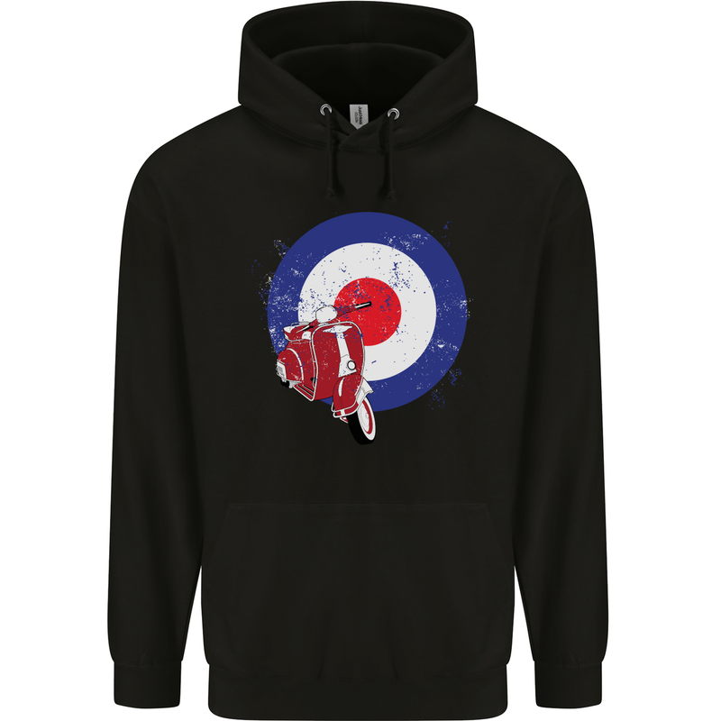 MOD Scooter Motorcycle Motorbike Mens 80% Cotton Hoodie Black