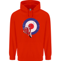 MOD Scooter Motorcycle Motorbike Mens 80% Cotton Hoodie Bright Red