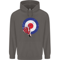 MOD Scooter Motorcycle Motorbike Mens 80% Cotton Hoodie Charcoal