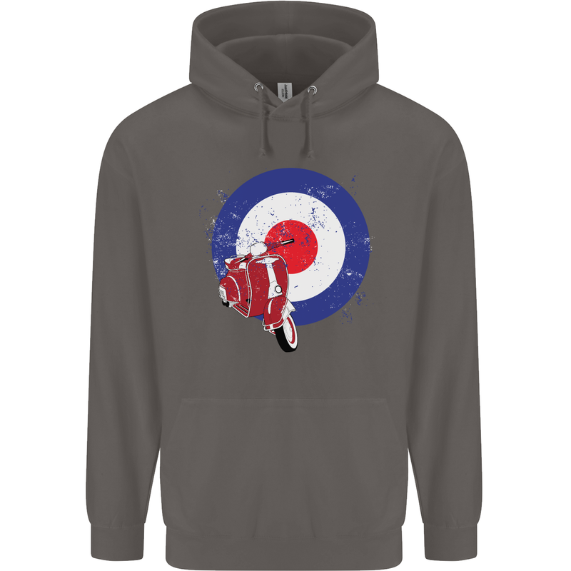 MOD Scooter Motorcycle Motorbike Mens 80% Cotton Hoodie Charcoal