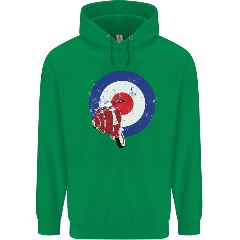 MOD Scooter Motorcycle Motorbike Mens 80% Cotton Hoodie Irish Green