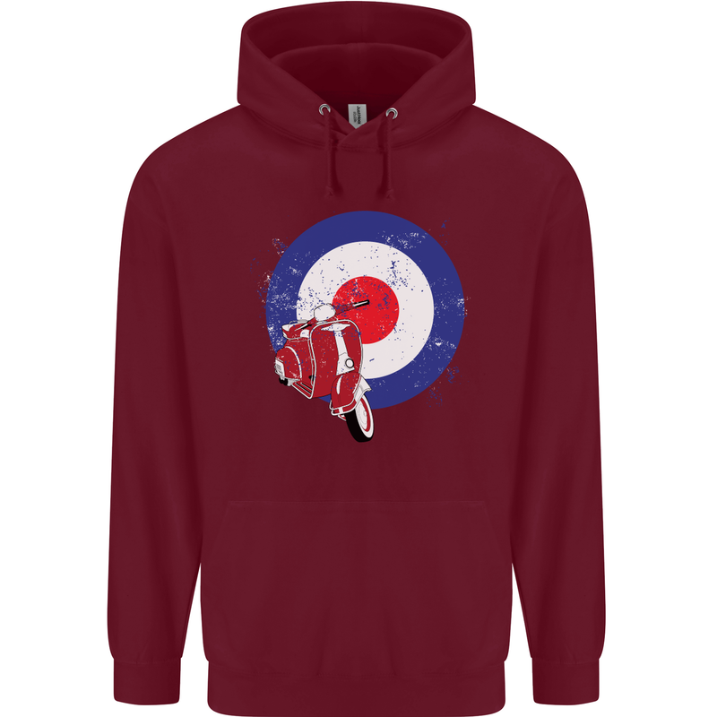 MOD Scooter Motorcycle Motorbike Mens 80% Cotton Hoodie Maroon
