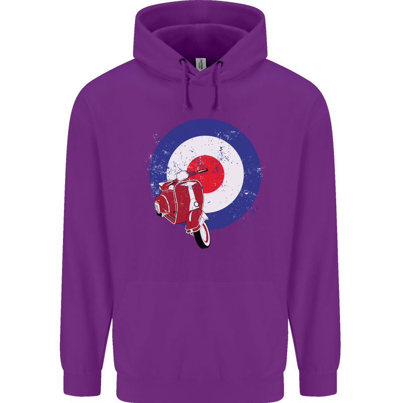 MOD Scooter Motorcycle Motorbike Mens 80% Cotton Hoodie Purple