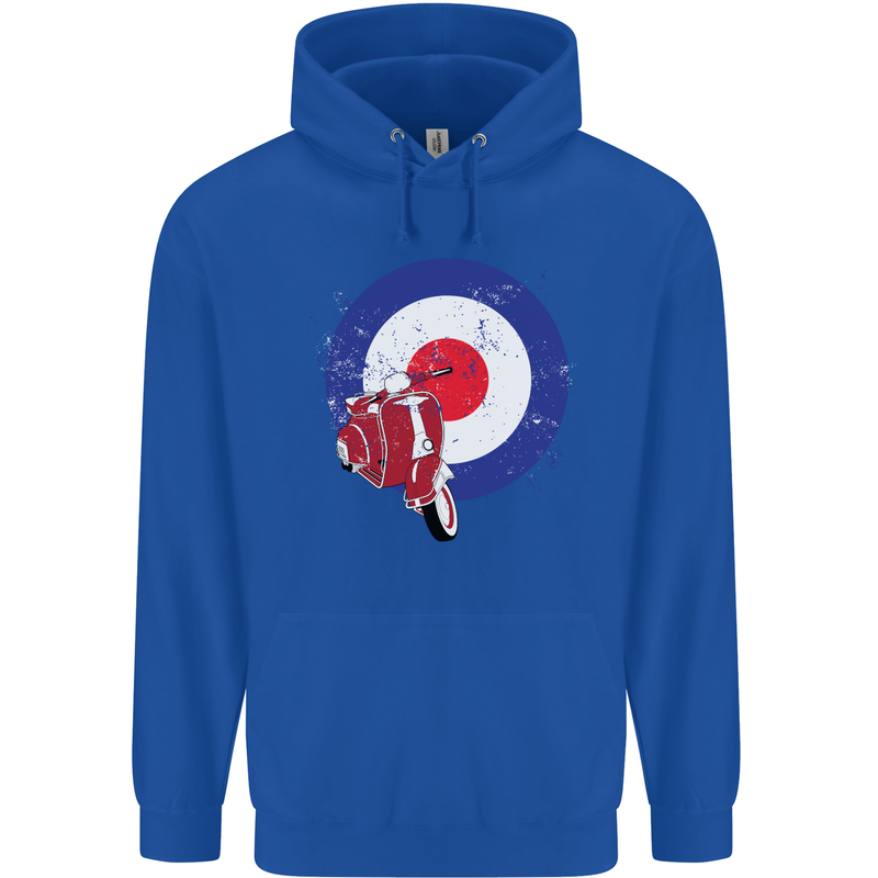 MOD Scooter Motorcycle Motorbike Mens 80% Cotton Hoodie Royal Blue