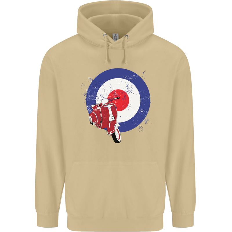 MOD Scooter Motorcycle Motorbike Mens 80% Cotton Hoodie Sand
