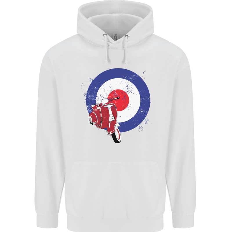 MOD Scooter Motorcycle Motorbike Mens 80% Cotton Hoodie White