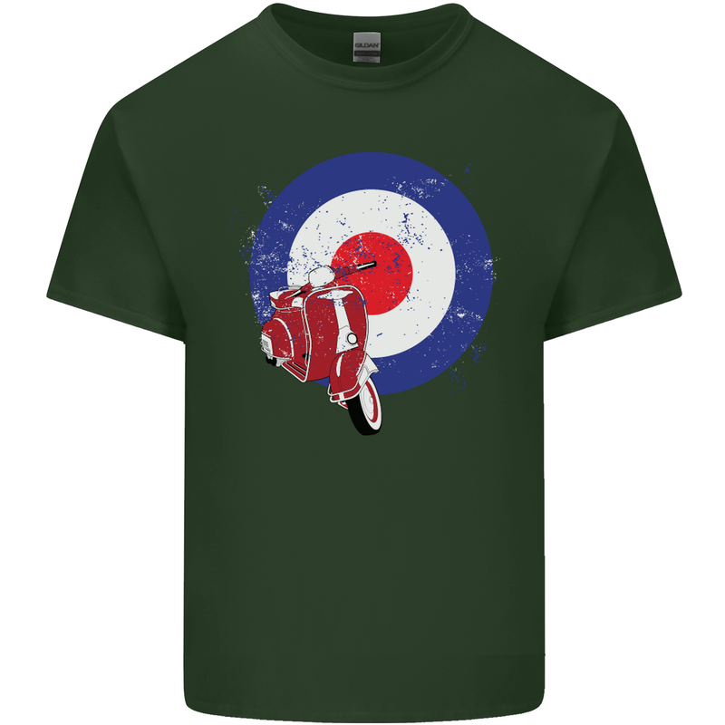 MOD Scooter Motorcycle Motorbike Mens Cotton T-Shirt Tee Top Forest Green