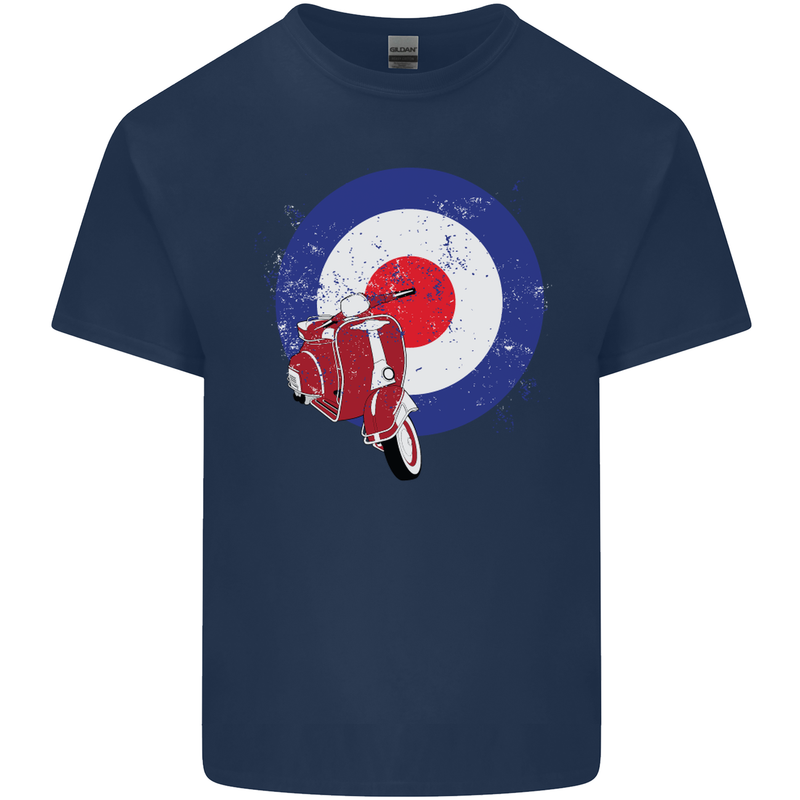 MOD Scooter Motorcycle Motorbike Mens Cotton T-Shirt Tee Top Navy Blue