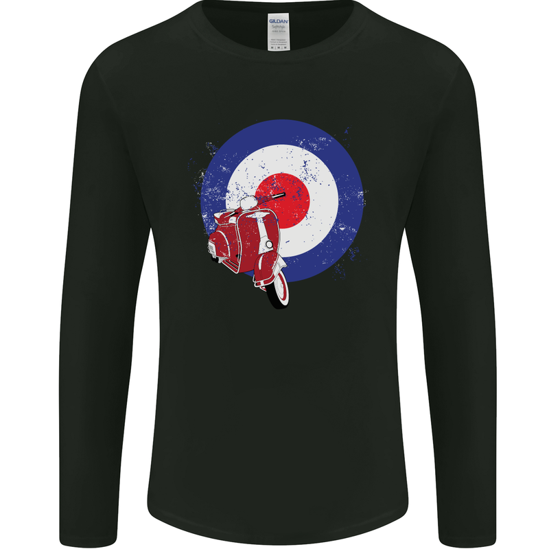 MOD Scooter Motorcycle Motorbike Mens Long Sleeve T-Shirt Black