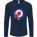 MOD Scooter Motorcycle Motorbike Mens Long Sleeve T-Shirt Navy Blue