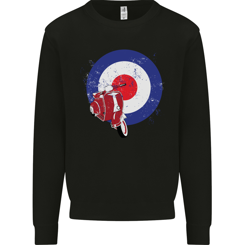 MOD Scooter Motorcycle Motorbike Mens Sweatshirt Jumper Black
