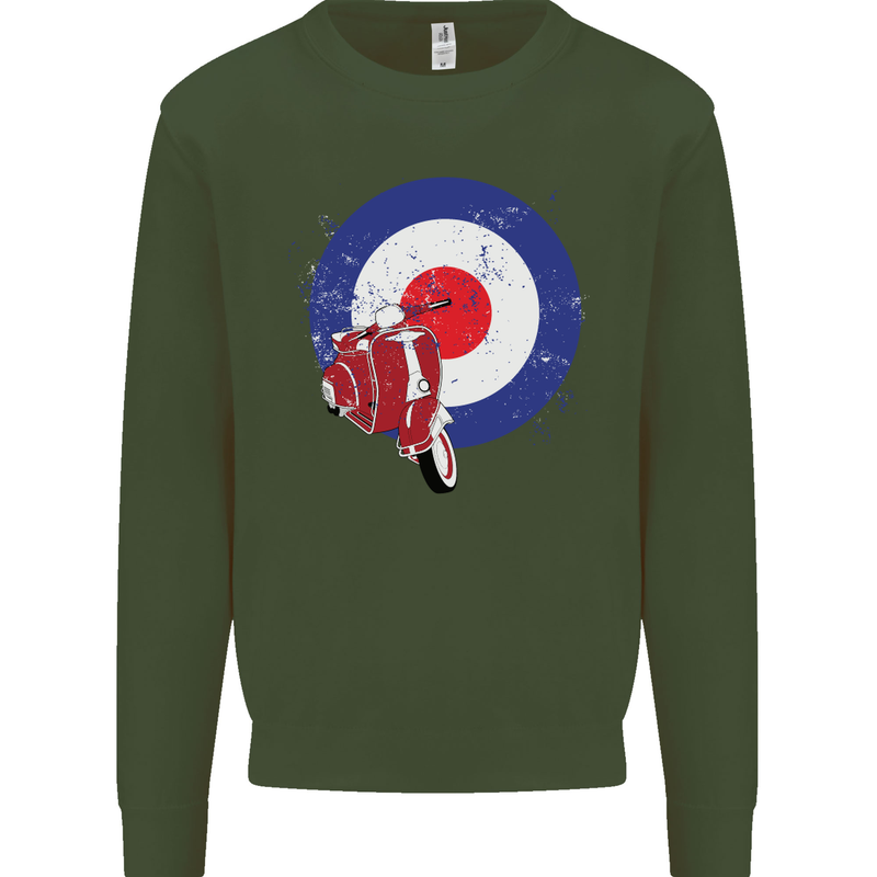 MOD Scooter Motorcycle Motorbike Mens Sweatshirt Jumper Forest Green