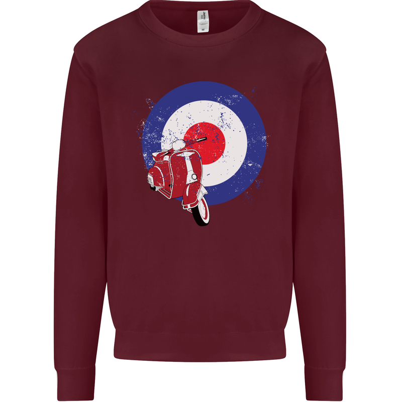MOD Scooter Motorcycle Motorbike Mens Sweatshirt Jumper Maroon