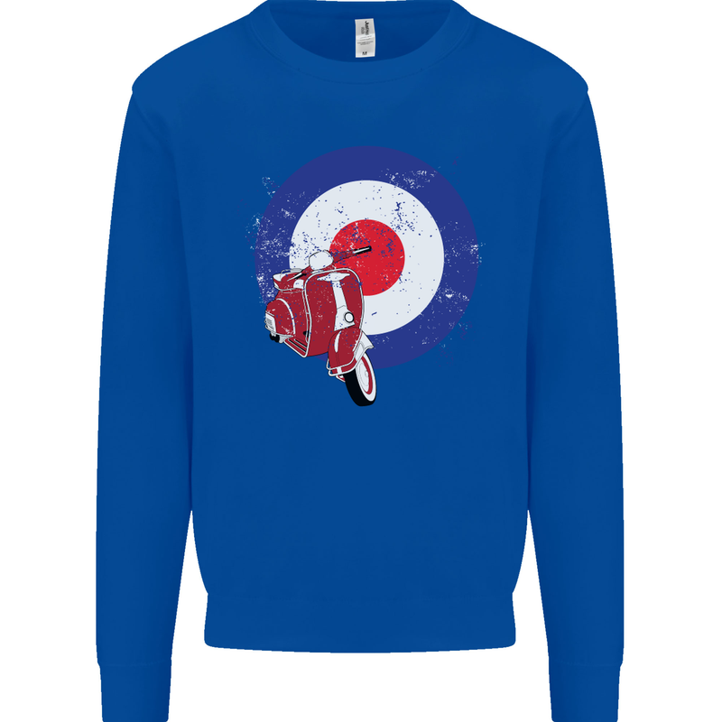 MOD Scooter Motorcycle Motorbike Mens Sweatshirt Jumper Royal Blue