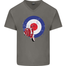 MOD Scooter Motorcycle Motorbike Mens V-Neck Cotton T-Shirt Charcoal